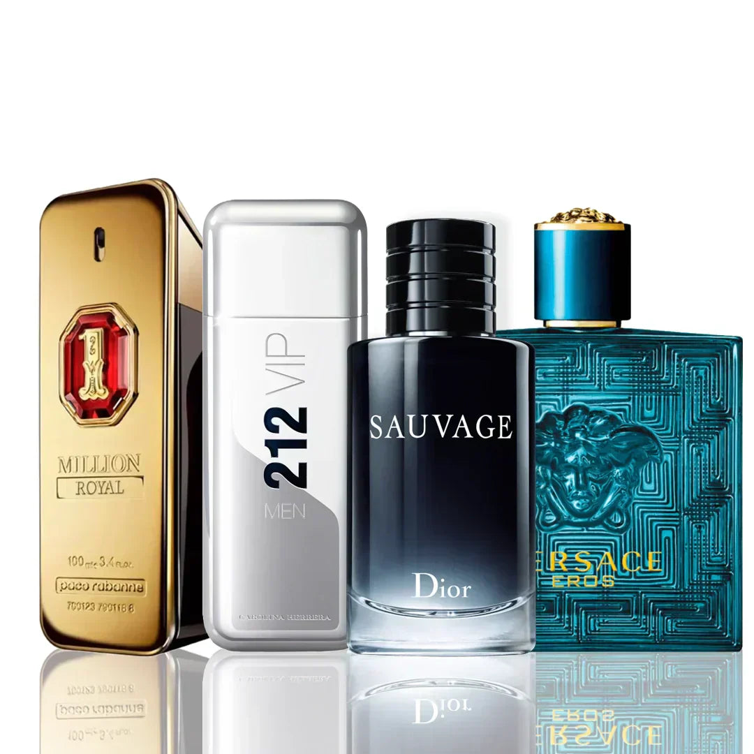 Conjunto 4 Perfumes | One Million Royal + 212 Vip + Sauvage Dior + Versace Eros 100 ml