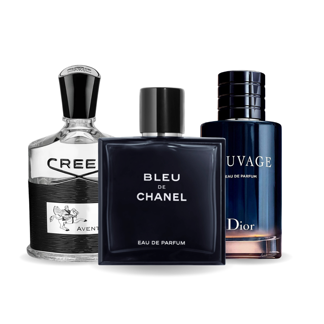 Conjunto de 3 perfumes Creed AVENTUS, BLEU DE CHANEL, Dior SAUVAGE 100ml