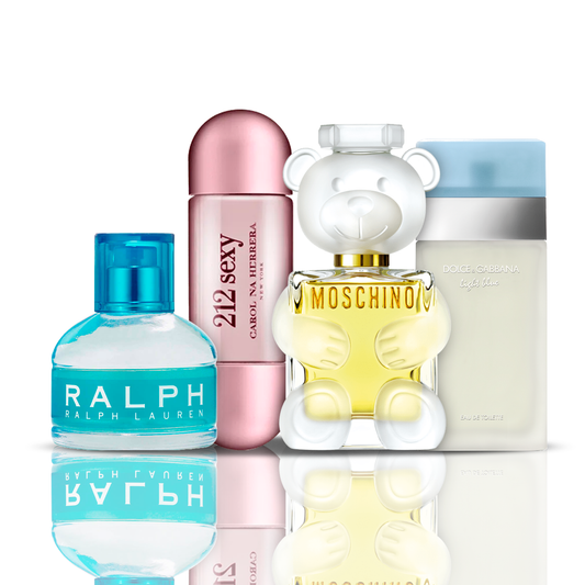 Conjunto de 4 Perfumes | 212 Sexy + Light Blue + Moschino Toy 2 + Ralph Lauren 100 ml